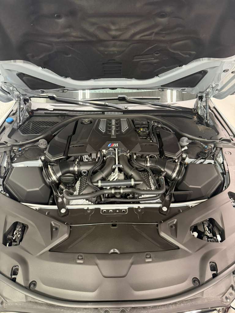 BMW M8 Competition engine bay reviewed during the pre-purchase inspection
