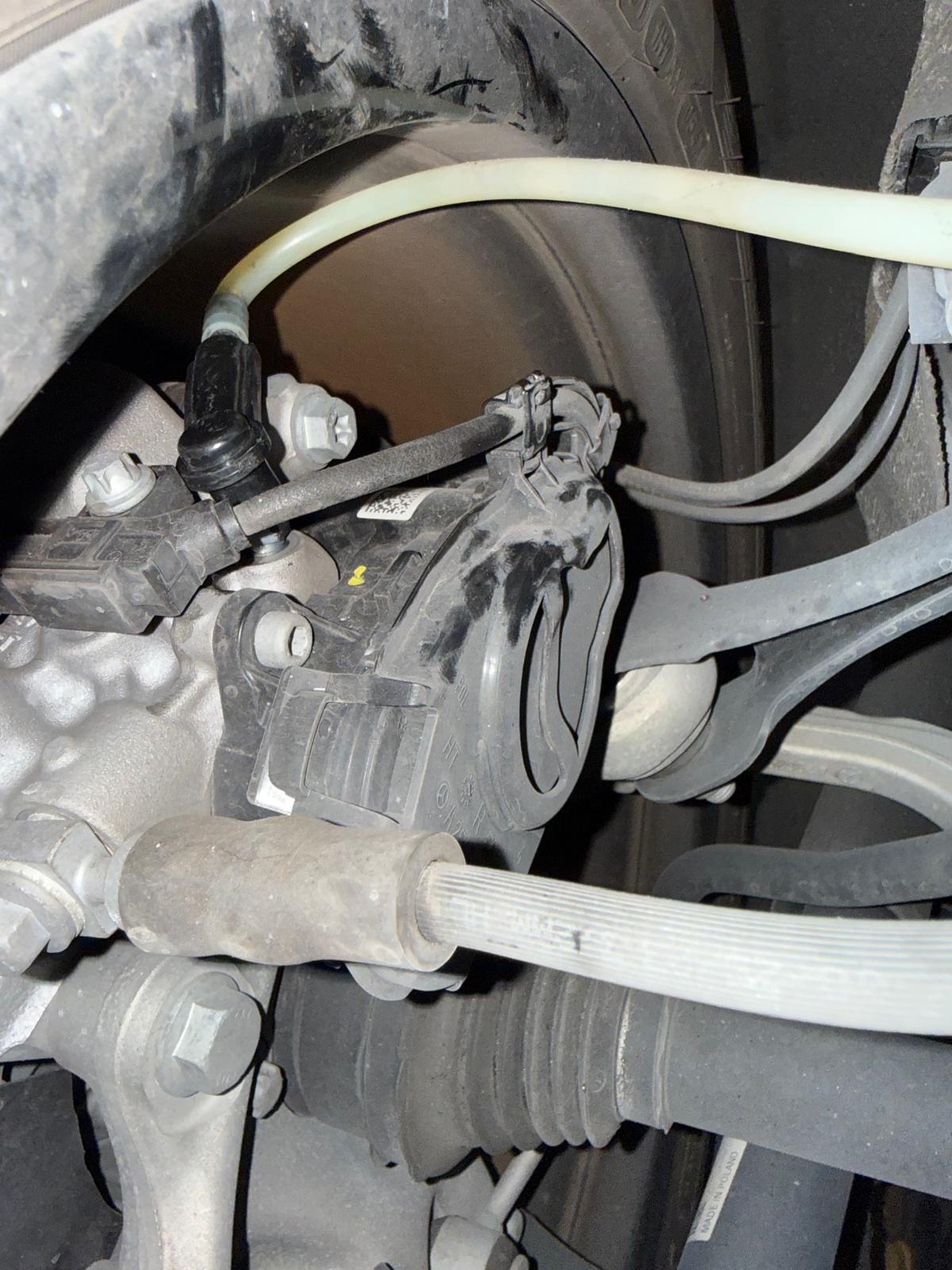 Mercedes brake system being serviced