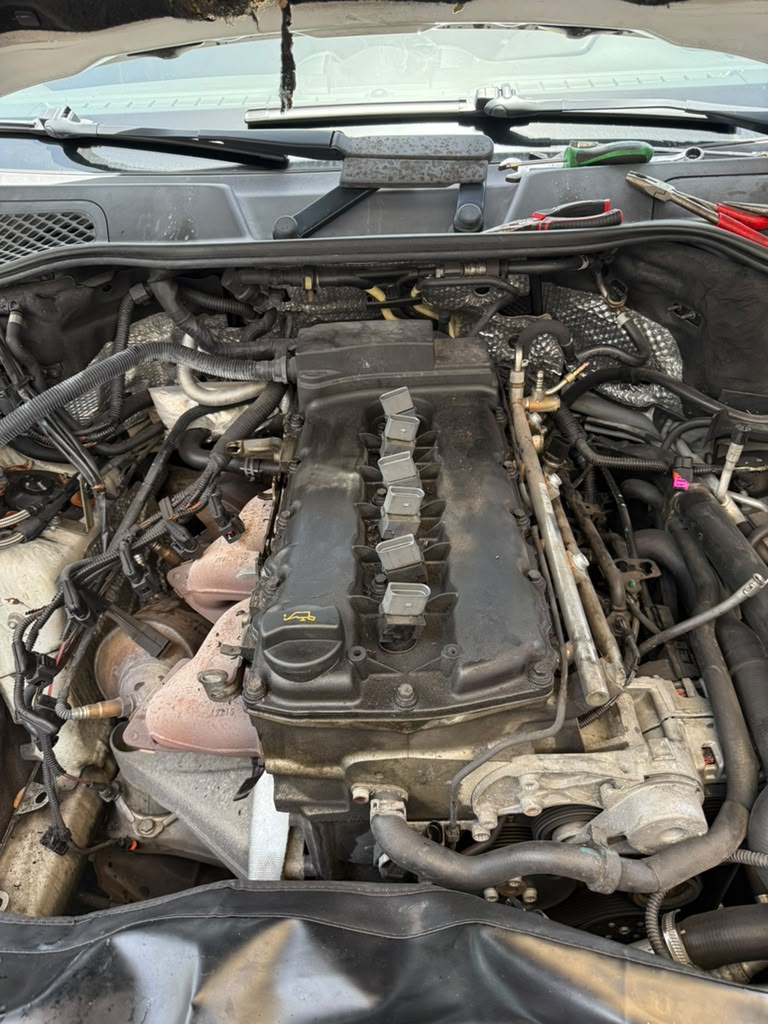 Porsche engine during valve-cover disassembly